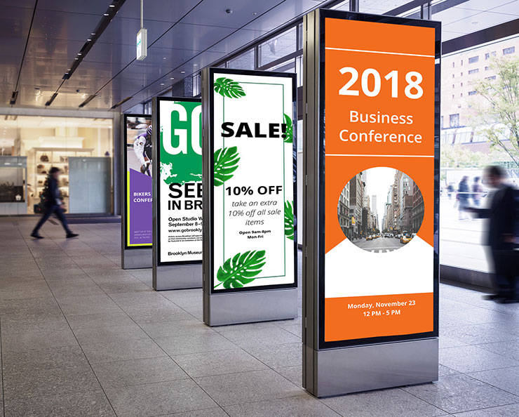 a view of different digital signages