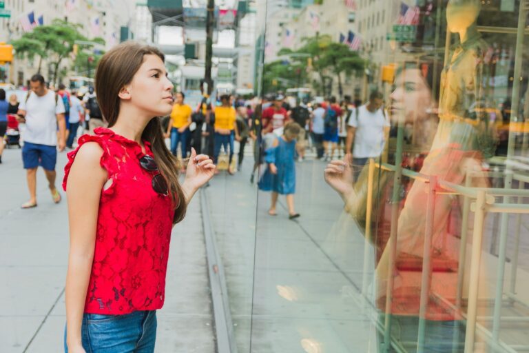 woman shopping on street