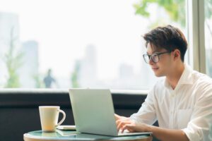 man working on laptop